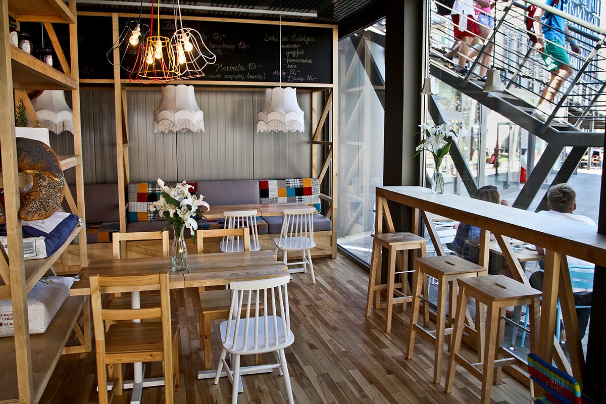 Café interior by the window