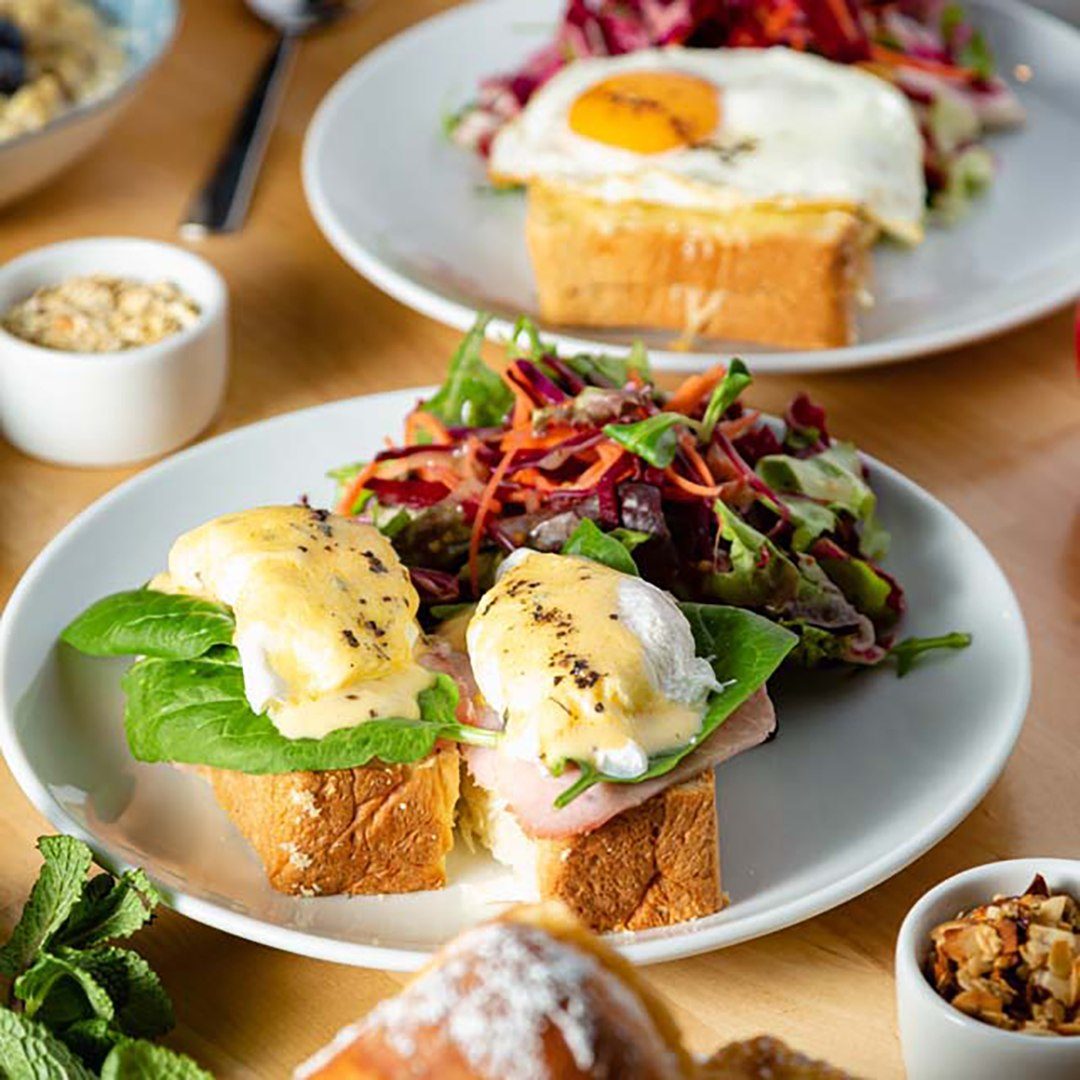 Open-faced Pani Croque sandwich